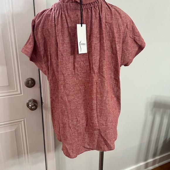 Finley Jenny Ruffle Accent Hemp Blend Pink Flutter Sleeve Shirt - Picture 7 of 8